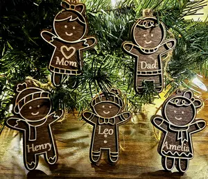 Personalized Gingerbread Family Christmas Ornaments - Custom Name Gingerbread Ornament