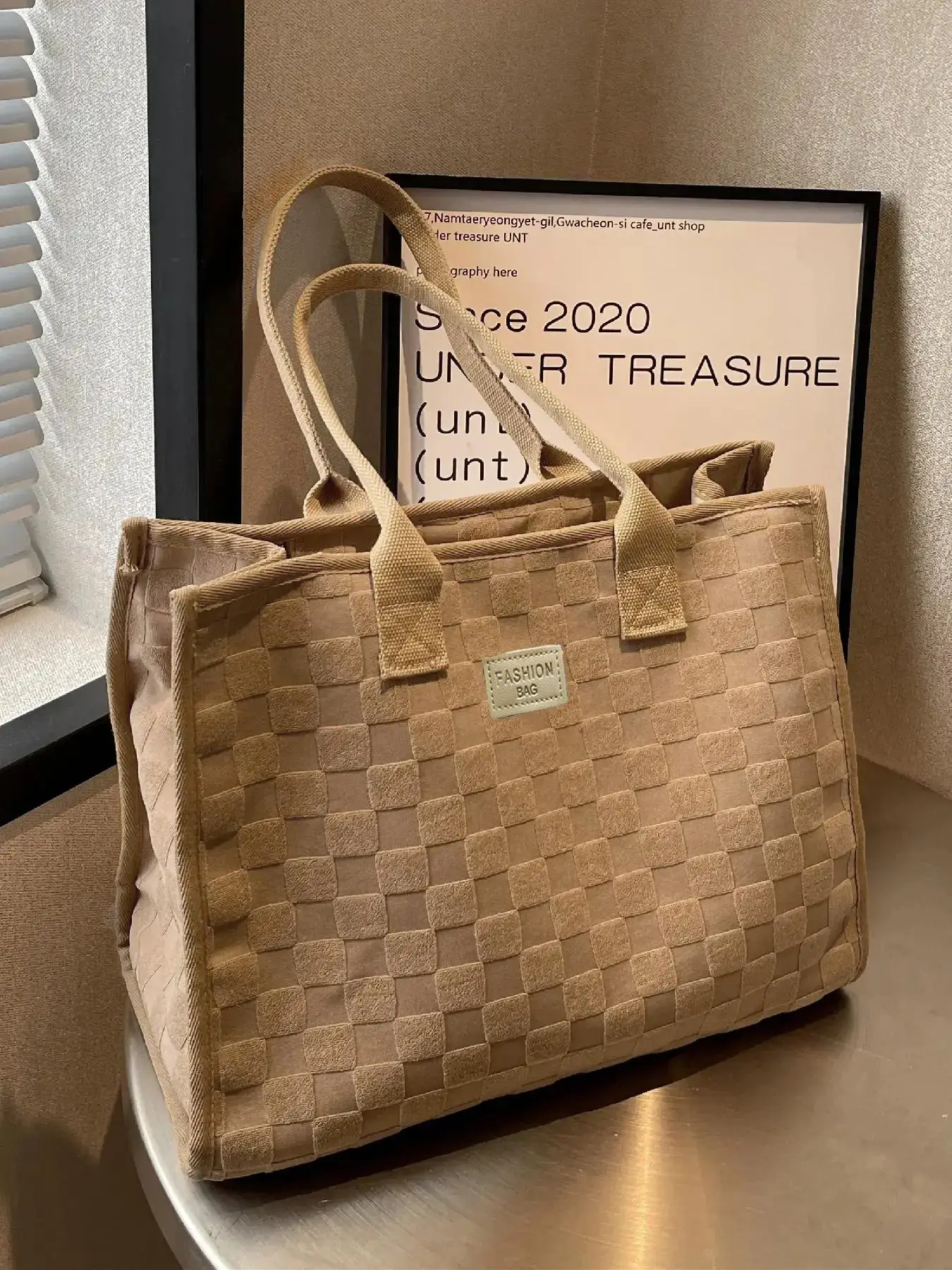 1 Piece Fashionable Plain Canvas Tote Bag, Large Capacity Multi-pocket Design Tote Bag for Women, Casual Trendy Versatile High-quality Daily Commuting