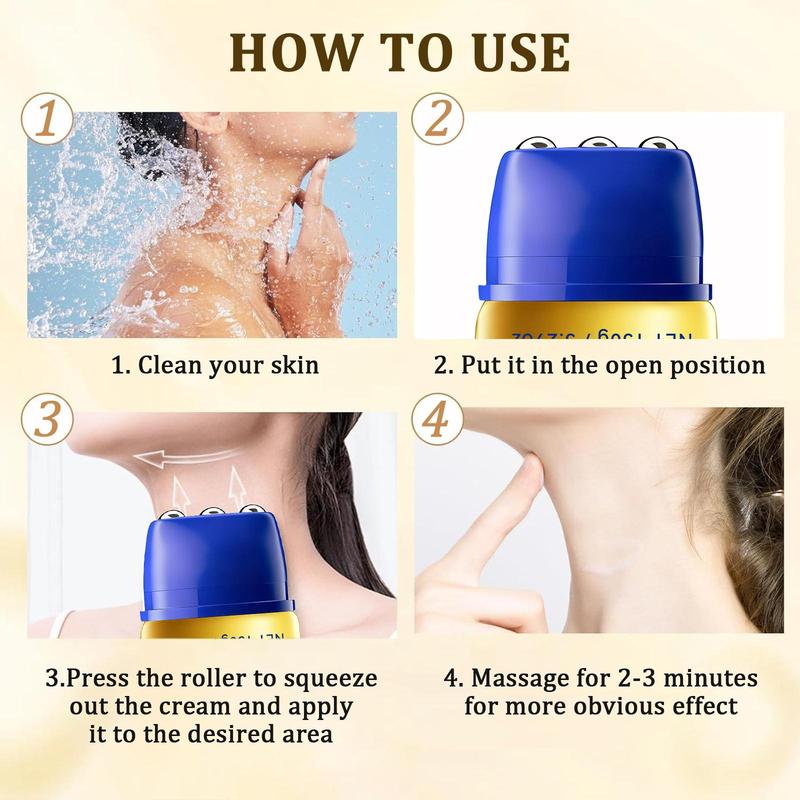 Zaidoc Neck Firming Cream 150g - Tighten & Lift for Crepey Skin, Deep Moisturizing, Cruelty-Free, Roller Massage Application, Fades Neck Lines, Firms & Repairs