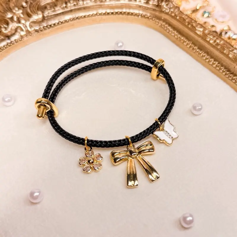 Custom Poly Cord 18k Plated Charm Bracelet