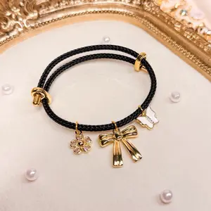 Custom Poly Cord 18k Plated Charm Bracelet