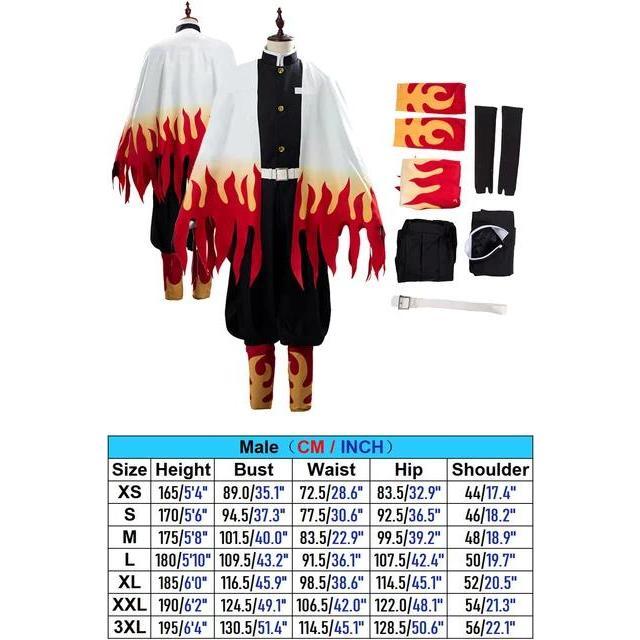 Rengoku Kyoujurou Fantasy Wigs Outfits Anime Demon Cosplay Slayer Costume Disguise Adult Men Halloween Party Roleplay Clothes