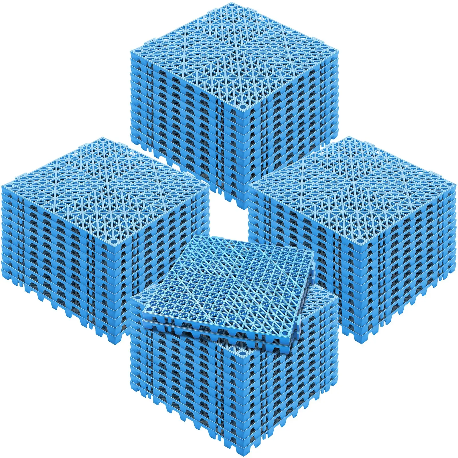 VEVOR 50 Pcs 12x12 in Blue Soft PVC Interlocking Floor Tiles, Bulk Splicing Tiles with Non-Slip Rapid Drainage Holes, Effortless Assembly for Bathrooms, Toilets, Swimming Pools, Pool, Restroom
