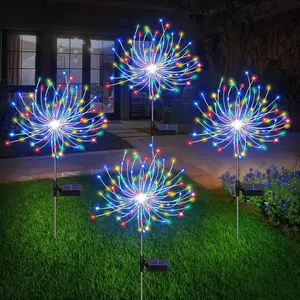 Solar Firework Lights, Garden Lights 4 Pack 120 LED Decorative Lights, Solar DIY Decorative Starburst Lights 12 Hours Working Time, for Garden Pathway Courtyards wedding Christmas Decor (Cool White)