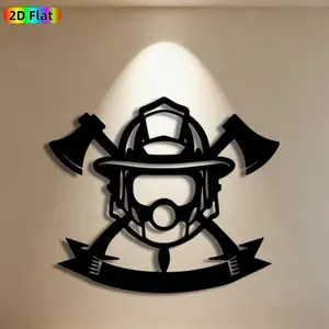 1pc Firefighter Helmet & Axes Metal Wall Art, Bold Firefighter Statue Mural, Ideal Gift for New Year, Father's Day, Firefighter Decor Enthusiasts, Perfect for Garage Wall & Garden Fence, Unique Firefighting Themed Decor