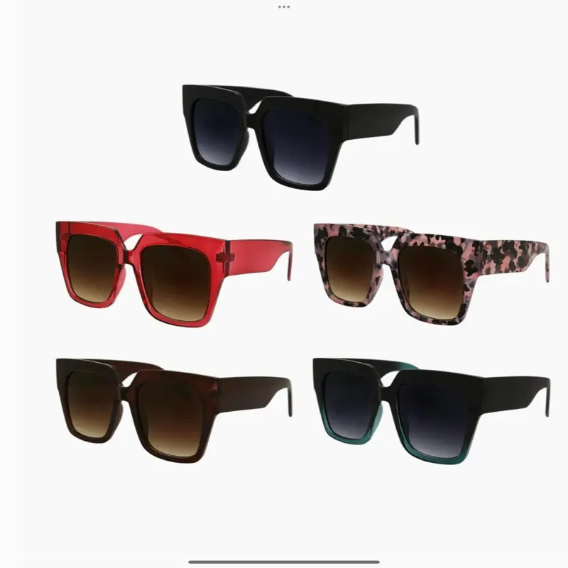 Oversized Fashion Sunglasses Frames Women's UV400 Shatterproof Polycarbonate Lenses in Red Cherry Rose Quartz Army Black Temple Emerald Green Hazelnut Brown
