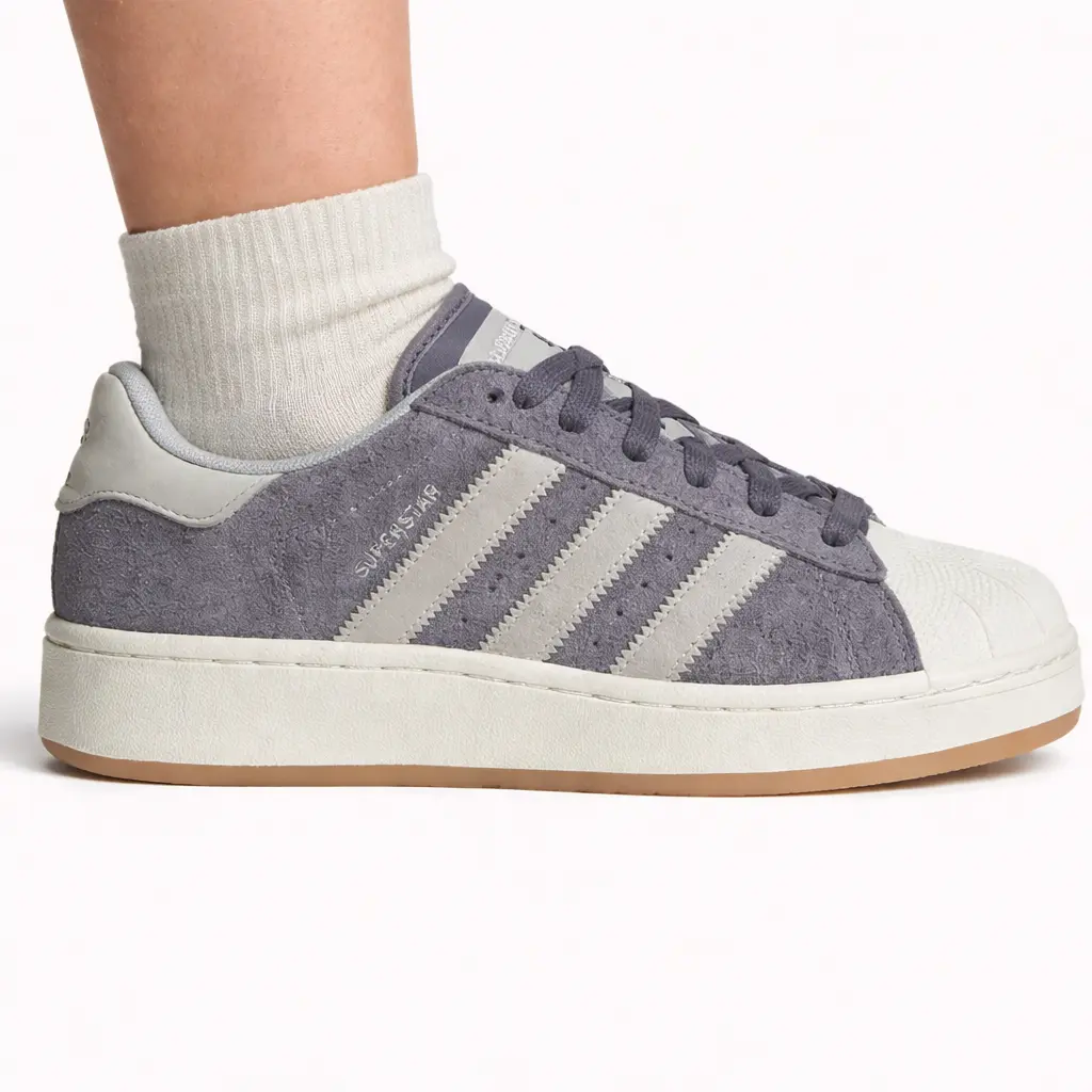 Adidas Original Women's 3-Stripes Grey Superstar XLG Sneakers - IG2125, Travel & Streetwear Ready, Ideal for Athleisure Looks with Bold Proportions (No Box), Campus Wear, Casual, City Walking, Comfortable Platform, Rubber, Modern