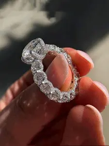 Elegant Luxury Cubic Zirconia Ring for Women Charm Wedding Engagement Ring Bridal Jewelry Christmas Valentine's Day Anniversary Gifts Elegant Exaggerated Ring