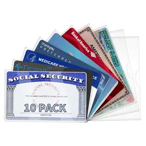 10 pcs Transparent Card Protector Set, Durable Heavy-Duty Plastic, Reusable for Social Security Cards, ID Cards, Postcards, Health Insurance Cards