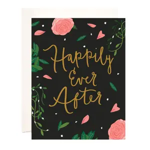 Happily Ever After Dark Floral Greeting Card