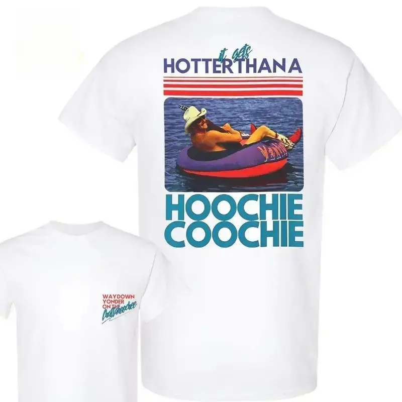 Hotter Than a Hoochie Coochie Graphic Shirt, Unisex Country Summer Tee, Vintage Southern Lake Party Pullover Cotton Soft Breathable Festival Outfit Gift, Trendy Music Vibe Streetwear Top