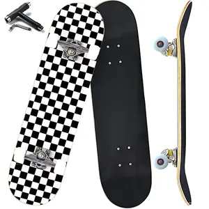 31"x8" Complete Skateboard 7 Layers Canadian Maple Double Kick Concave Deck for Beginners Kids Teens Adults flight