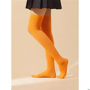 Socks Women Orange 1pair Smooth Opaque s Over Knee