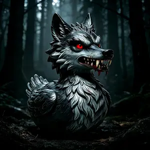 Dark Wolf Duck Resin Ornament, Gothic Horror Desk Decor, Halloween Funny Collectible, Creative Gift, Unique Home Decoration, Resin Animal Sculptures, Resin Figurine Statue, Resin Animal Ornaments