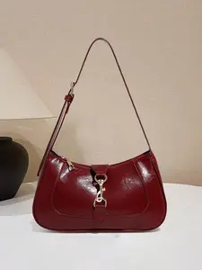 Women's Elegant Solid Color Shoulder Bag, Fashionable Underarm Bag for Daily Used, Casual Trendy Versatile High-quality Daily Commuting Bag, Crescent Bag