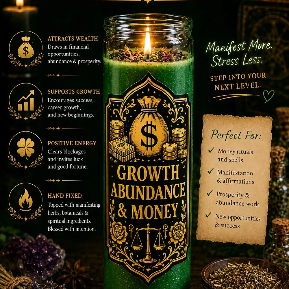 Growth, Abundance & Money Candle Fixed, Blessed & Manifestation Ready