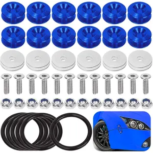 54Pcs Blue Quick Release Fastener Kit - Aluminum Bumper Clips Front Rear Fasteners Holder - Vehicle Fender Repair Kit for Car