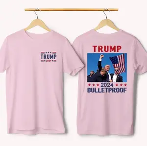Trum 2024 Bulletproof Shirt, Praying for President Trum Tee, Bloodied Trum Fist Pumps Graphic, Trum Shooting Assassination Double Sided Print T-Shirt, Unisex Cotton Short Sleeve Menswear Top, Casual Oversize Streetwear Verano Camiseta