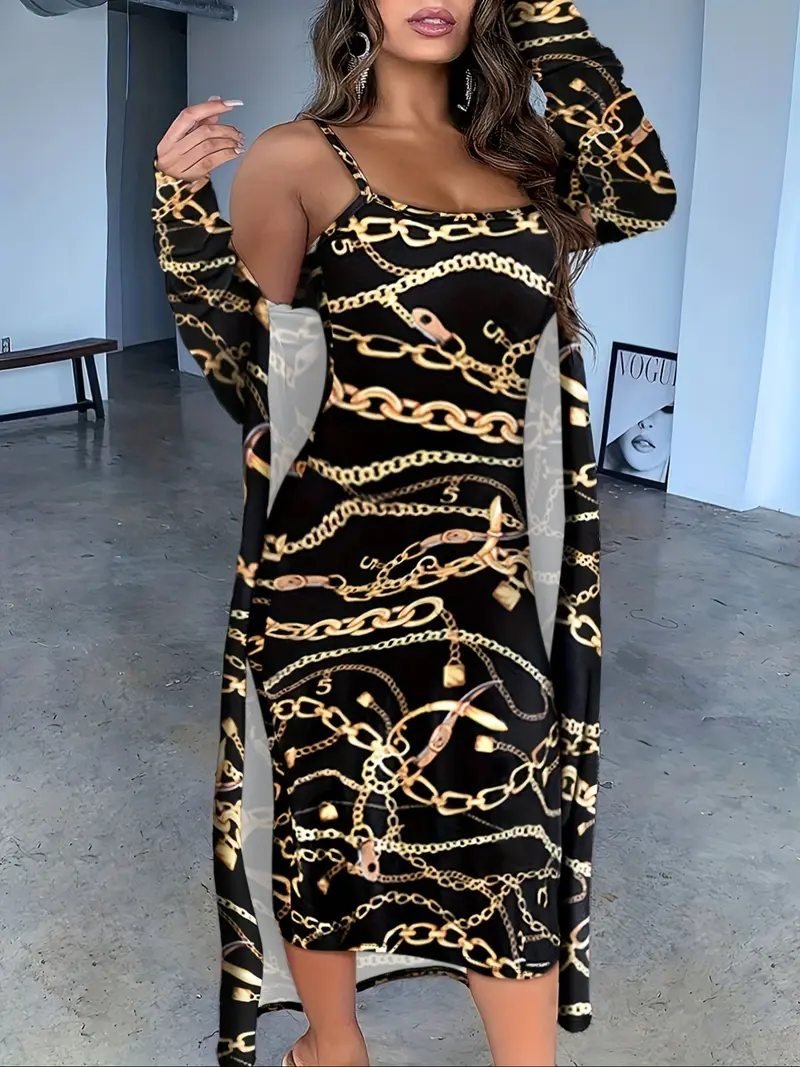 black dress with gold chain straps - TikTok Shop black dress with gold chain straps - TikTok Shop