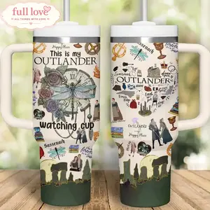 Outlander TV Series Tumbler 20oz-40oz With Handle, Fan Drinkware Gift, Double Wall Insulated, Stainless Steel Vacuum Insulated Cup, Gift for Fan, Eco-Friendly, Flask Travel Cup
