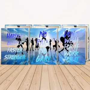 3 Counts Wooden Framed Canvas, Motivational Silhouette Teamwork Quote Images, Exquisite Poster, Perfect Living Room Decoration, Modern Art, Fashion Family Poster, Wall Art Decoration, Waterproof Art