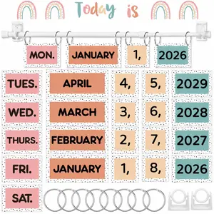Back to School Classroom Flip Calendar Bulletin Board Decorations Set, Classroom Decor Calendar Date Flip Chart Teacher Must Have Organization Kit Include Holder & Date Cards for Preschool Kindergarten Classroom Set up