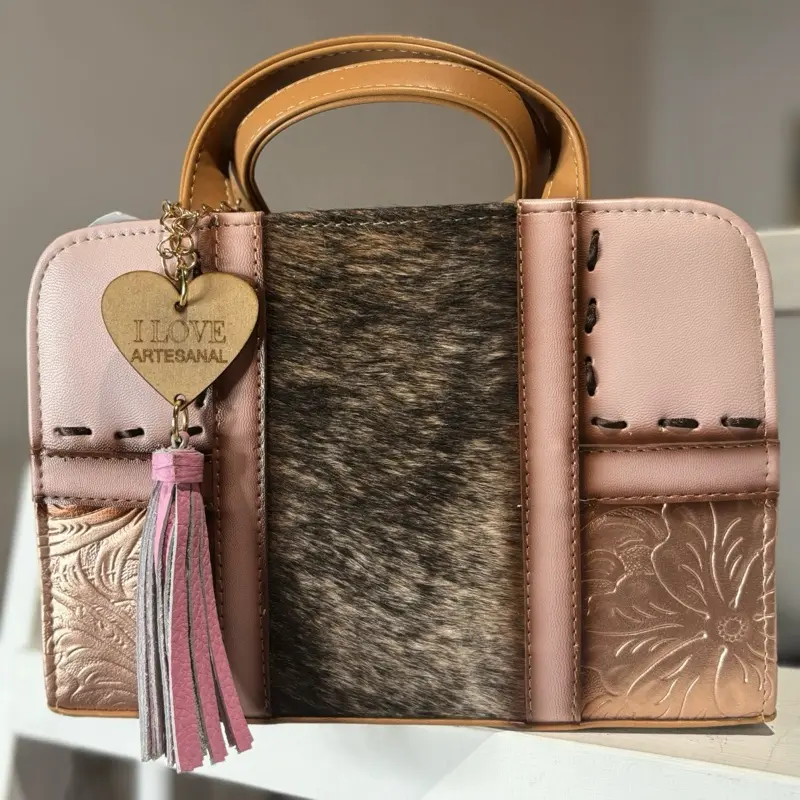 Handbag with Embossed Design and Tassel Charm I LOVE  display picture 1