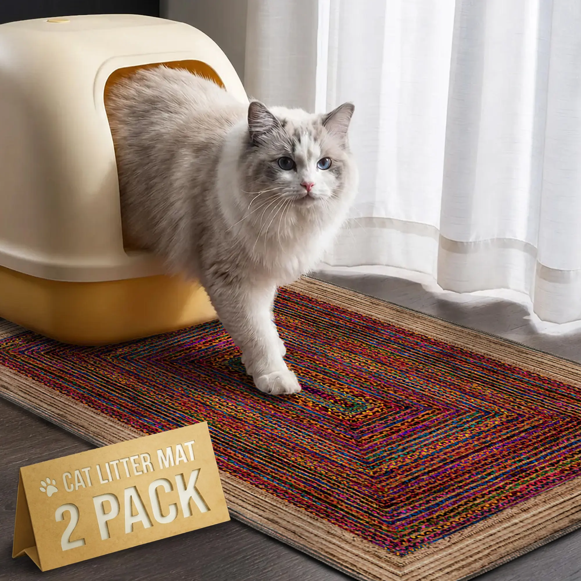 Cat Litter Mat, Litter Trapping Mats for Litter Box, Non-Slip, Super Absorbent & Urine Proof, Machine Washable, Reusable Pee Pads for Cats, Dogs, Rabbits and Guinea Pigs