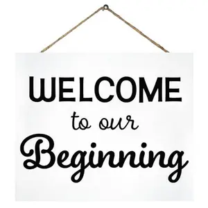 JennyGems Welcome Wedding Sign, Welcome To Our Beginning Wood Wedding Sign, Engagement, Wedding Decor, Housewarming Gifts, White