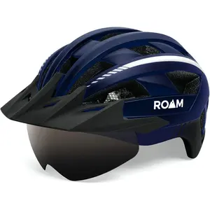 Roam Adult Multi-Use Cycling Helmet, 1-Size Adjustable, EPS Foam Impact Absorption, LED Flash Light, Sun Visor, Detachable Magnetic Goggles, Motorcycle & Bicycle Helmet Accessory, One Size