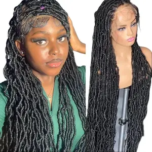 Long 40'' Faux Locs Crochet Hair Braided Wigs Synthetic Butterfly Locs Dreadlock Braids Knotless Box Curly Twist Braid For Women