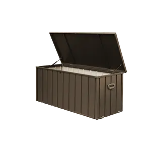 Hdmw 100 Gallon Outdoor Storage Deck Box Waterproof, Large Patio Storage Bin for Outside Cushions, Throw Pillows, Garden Tools, Lockable (Dark Brown)