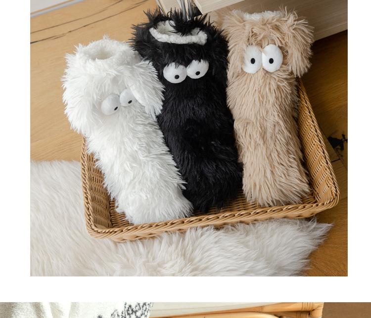 Women's Plush Slippers Socks Floor Socks Winter Home Indoor Thickened Fleece-Lined Anti-Slip Adult Women's Plush Snow Socks Shoe Covers