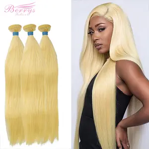 Berrys Hair 15A 613 Blonde Straight Human Hair Bundles 3-Bundle PackageBrazilian Virgin Hair Extension Weft Single Natural Healthy Option for Length and Volume