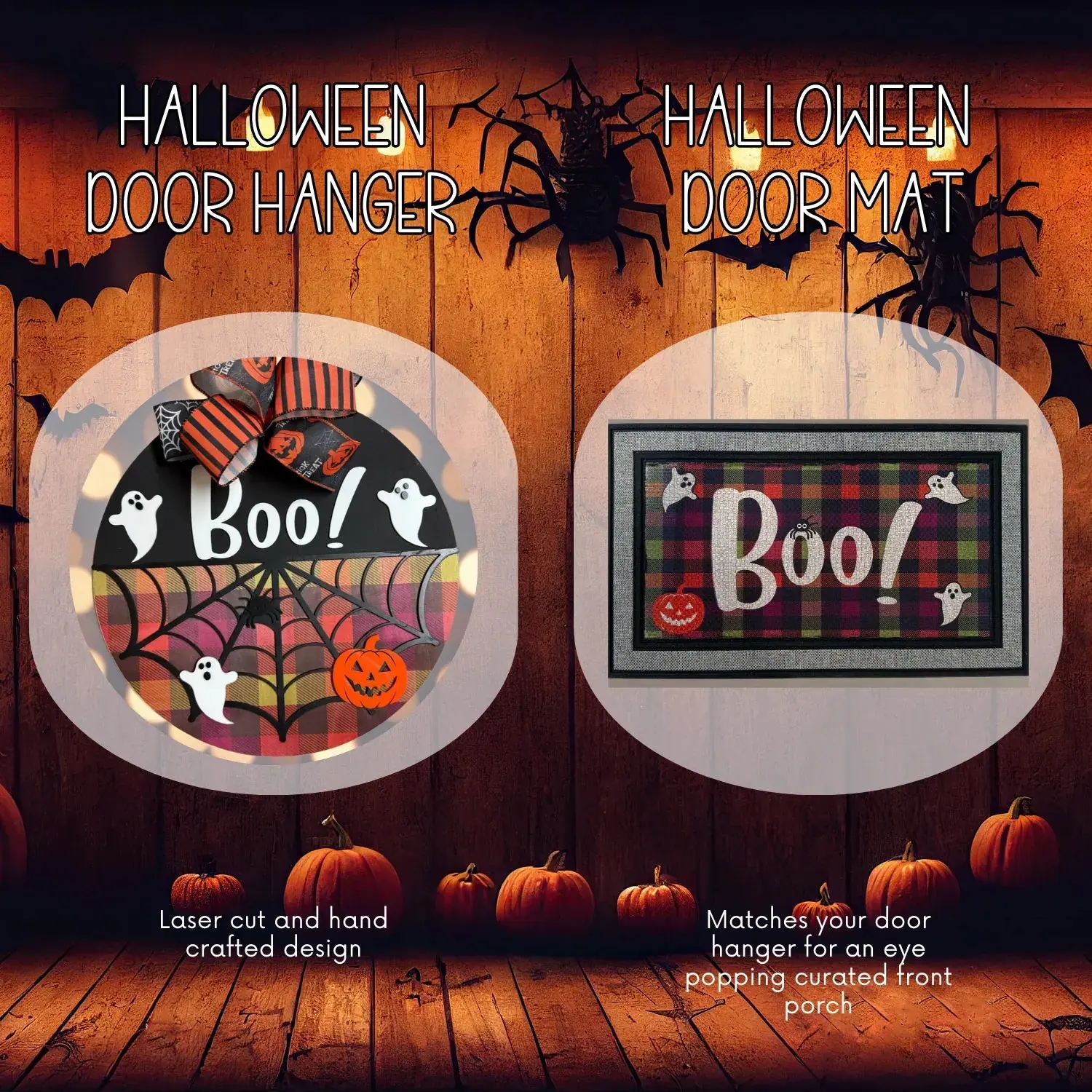 Halloween Door Hanger and Doormat Bundle