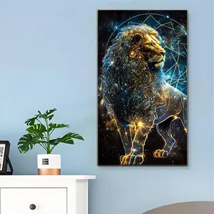 Lion Pattern DIY Diamond Arts Colorful Painting Kit without Frame, DIY 5D Diamond Arts Colorful Painting Kit, Wall Art Decor for Home Living Room Bedroom