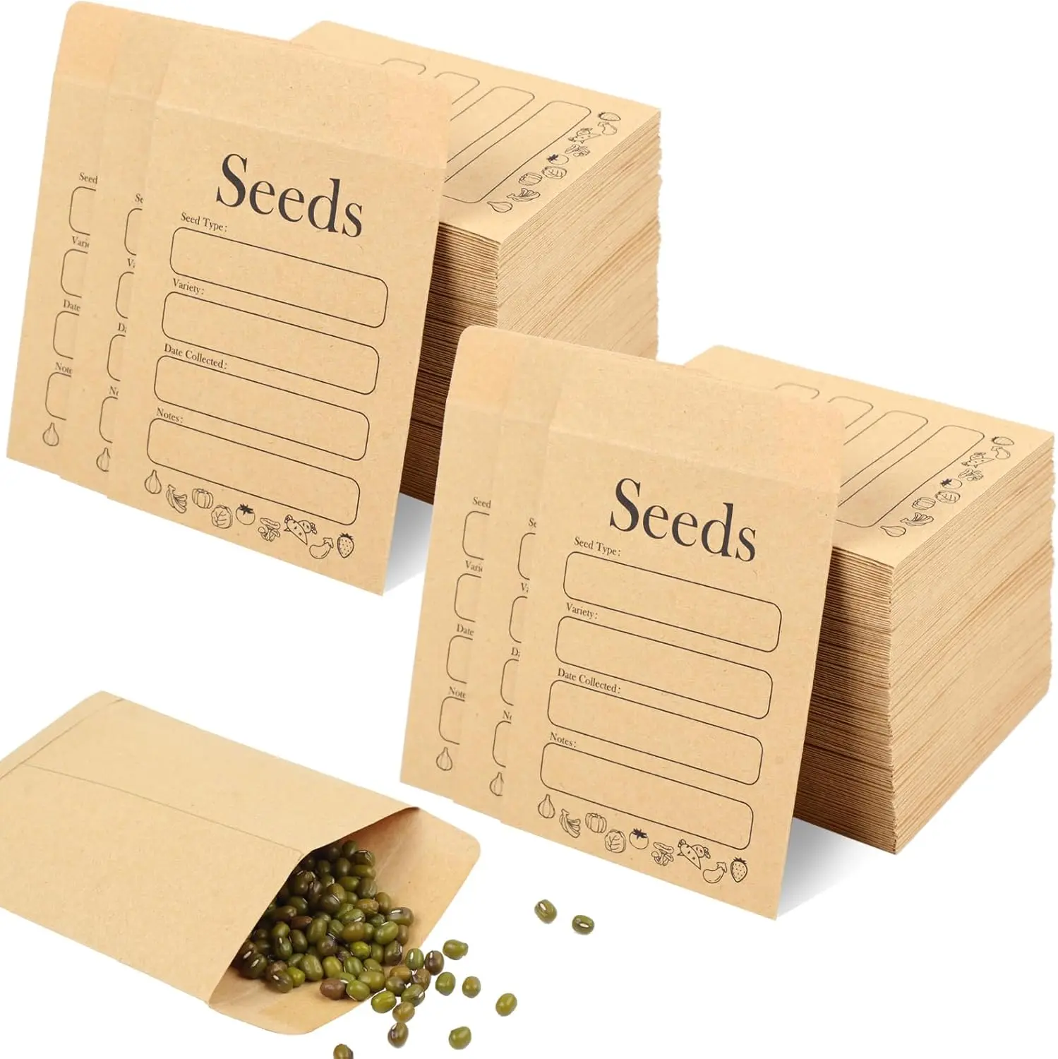 156 PCS Seed Envelopes 3.15”x 4.72”, Seed Packets Envelopes Kraft Seeds Saving Envelope, Self Sealing Seeds Storage Mini Envelope for Flower Vegetable