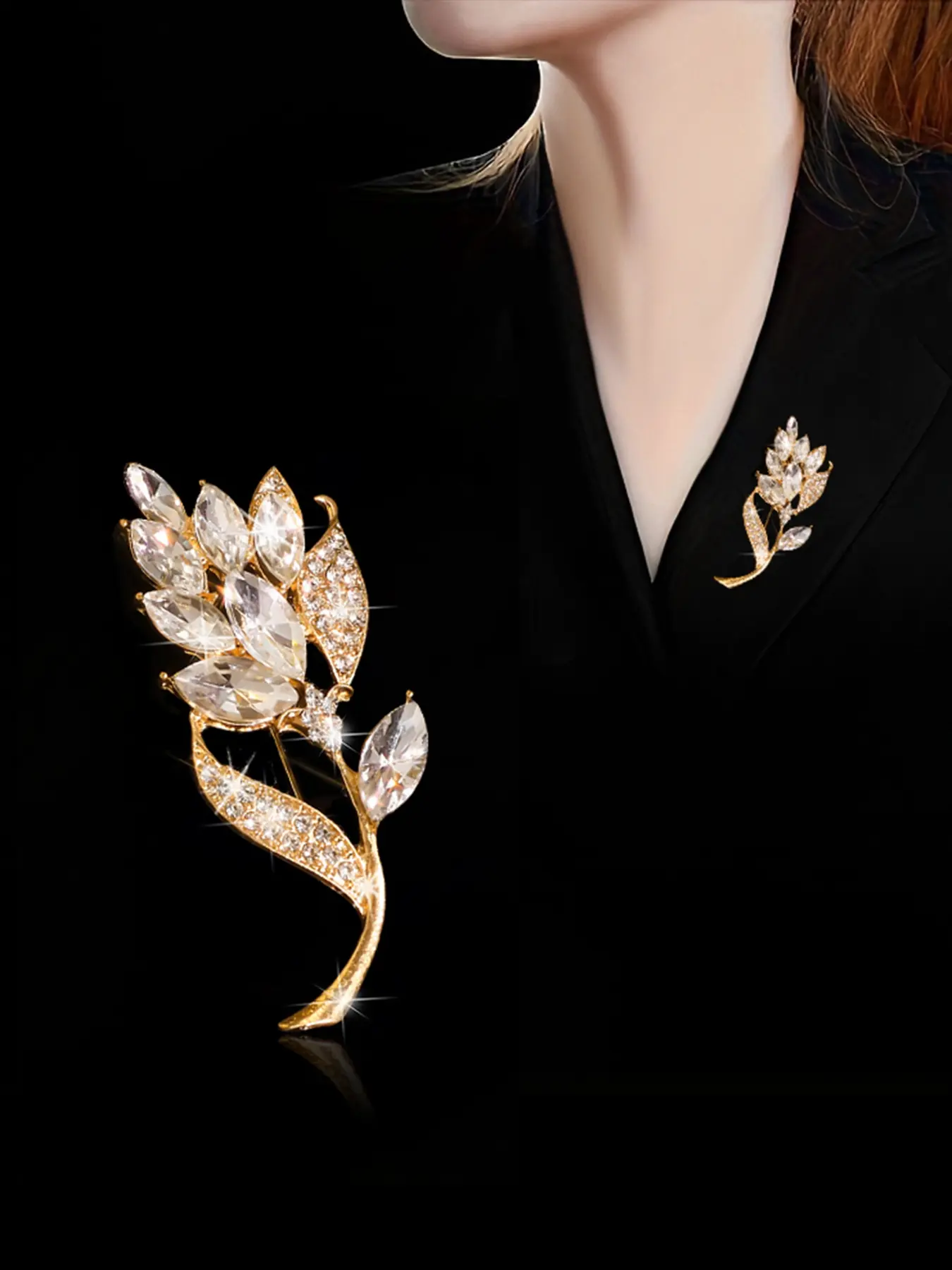 Elegant Artificial Crystal Tulip Flower Brooch Pin, Fashionable Jewelry Accessory for Women, Perfect Gift for Special Occasions
