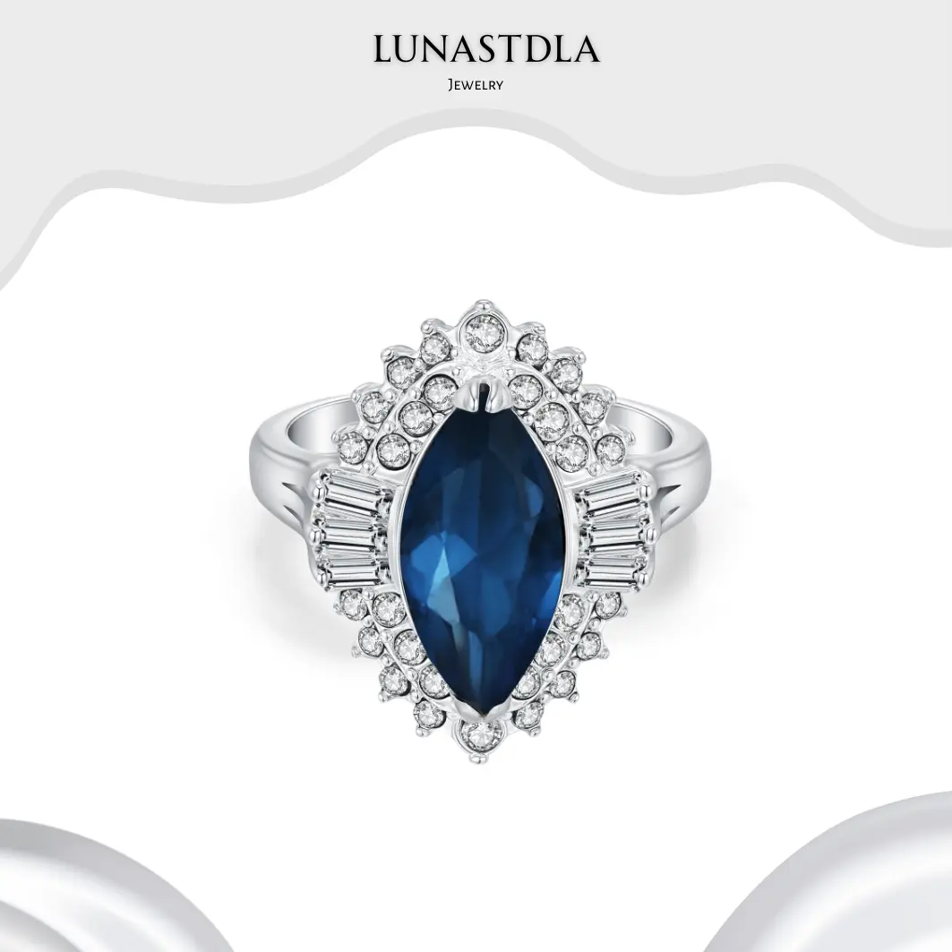 LunaStdla Vintage Cocktail Ring-Luxury Sapphire Ruby Design Elegance Old Money Style Rings for Women Girls Suitable for Anniversary Holiday Party Engagement or Wedding, Perfect Gift for Girlfriend Wife Mom, Elegant Everyday Ring, Unique Rings