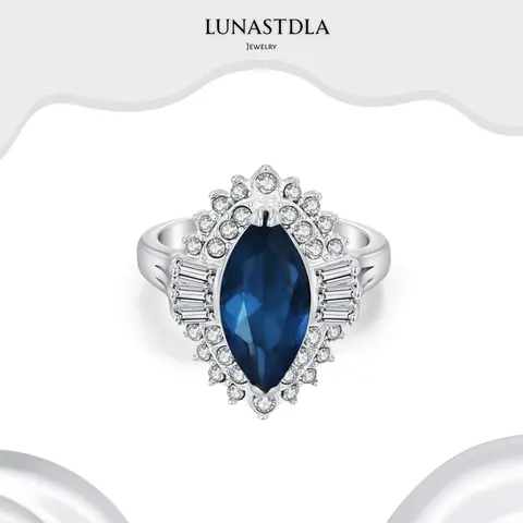 Women's LunaStdla Vintage Cocktail Ring - 2.3cm, Antitarnish Plated, Luxury Sapphire Ruby Design, Old Money Style, Bling Effect, Elegant Everyday, Lightweight, Unique Rings, Anniversary Engagement Gift, Party Accessory