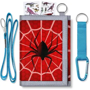 P-CPB013    Kids Wallet for Boys Kids 6-8, Spider Wallet for Boys with Zippered Coin Pocket and Card Holders