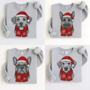 Santa Paws Christmas Hat Dog SPORT GREY Sweatshirt – 50 Dog Breeds in Festive Santa | Gildan Unisex Holiday Pullover - EVA RAMOS