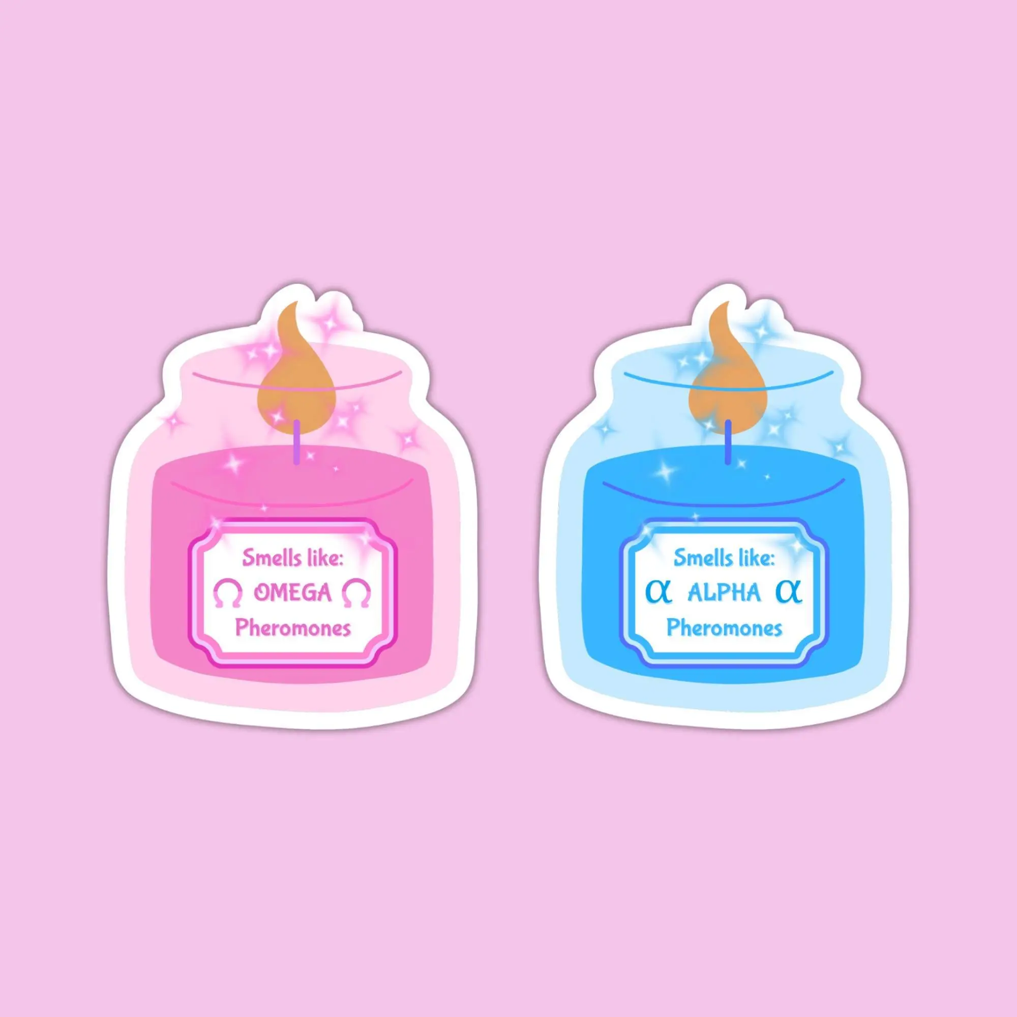 Alpha & Omega Pheromones Candle Stickers | Yaoi BL Anime Sticker Set | Fujoshi Fudanshi Kawaii Stickers