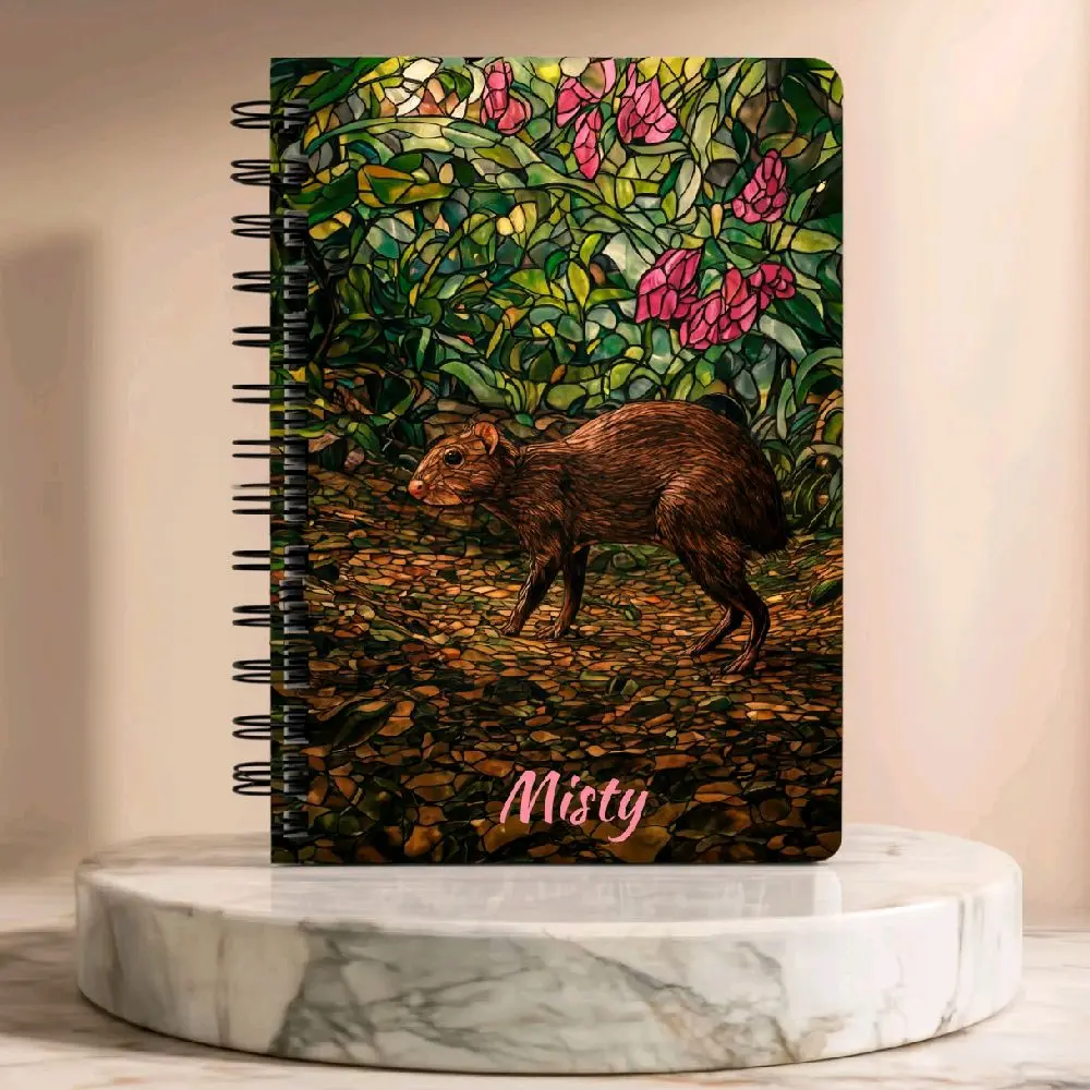 Wildlife Journal Personalized | Agouti Walking Notebook | Costa Rica | Custom Name Travel Gift | Spiral Lined Notebook 5x7