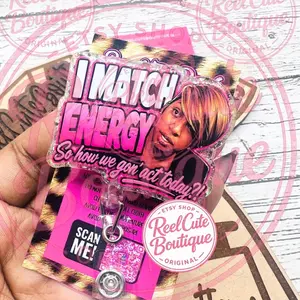 Match Energy Nostalgia Glitter Badge Reel: Funny Nurse ID Holder