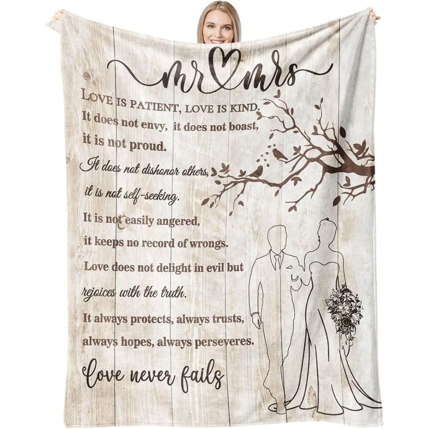 Wedding Gifts for Couples 2026 Soft Blanket, Bridal Shower Gifts for Bride to Be, Anniversary Mr and Mrs Gifts,Single-sided Print,Lightweight Soft Flannel Blanket for Bedroom, Sofa, Car, Office, Camping, Travel, Naps & Daily Use