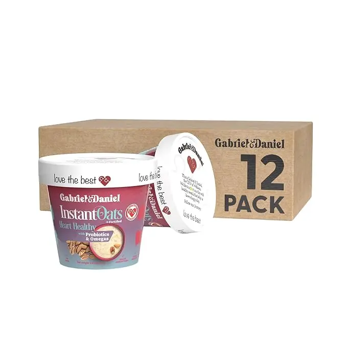 Gabriel & Daniel Organic, Gluten Free, Non-GMO Instant oats Heart Healthy . Convenient microwave cup. Fortified with Vitamins. Hot Cereal breakfast or snack.