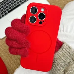 Luxury Liquid Silicone For Magsafe Chinese Red Case For iPhone 16 15 14 Plus 13 12 11 Pro Max Magnetic Wireless Charging Cover