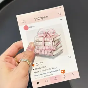 Pink Book Stack Phone Grip, Coquette Reader Aesthetic Pop Socket, MagSafe Compatible Grip Stand, Cute Book Lover Holder for iPhone Android Kindle Gift