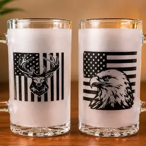 Frosted Glass Mugs, 12oz Insulated Drinking Cups for Hot/Cold Beverages, Reusable Kitchen Mugs